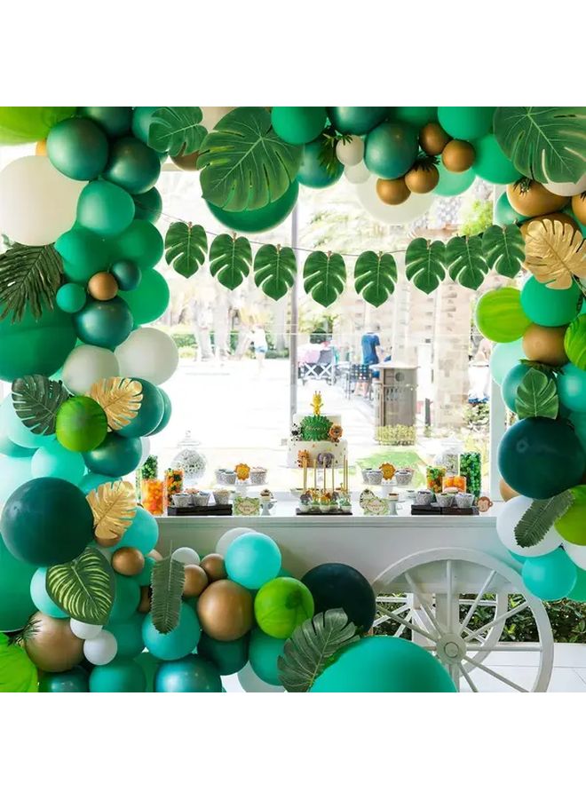 Green Artificial Tropical Palm Leaves Monstera Safari Jungle Decor Set 82 Pcs - Image 2